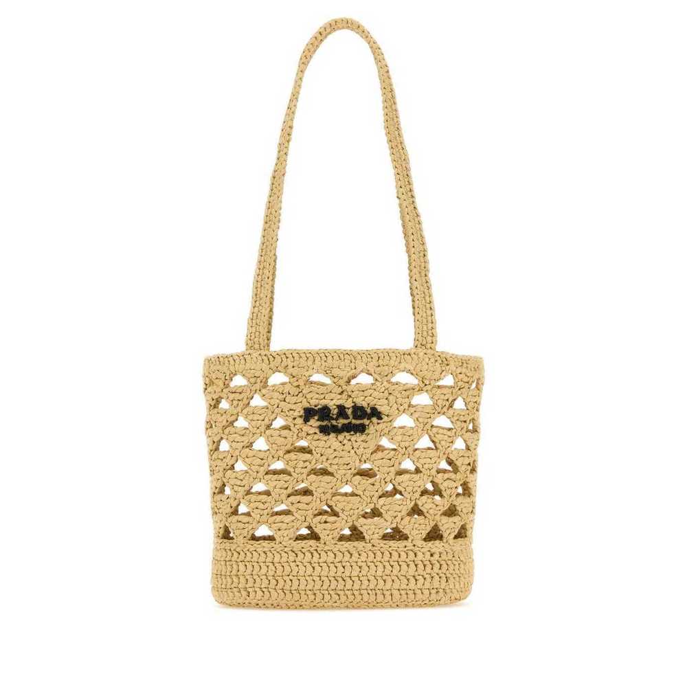 Prada Beach Crochet Tote Bag Beige Tan